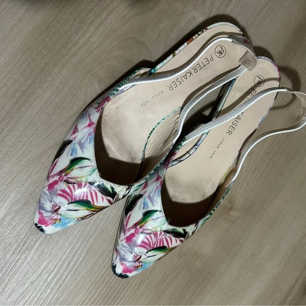 Peter Kaiser Slingback Flats Multicolor 6‎ Women Floral Pointed Toe Tropical